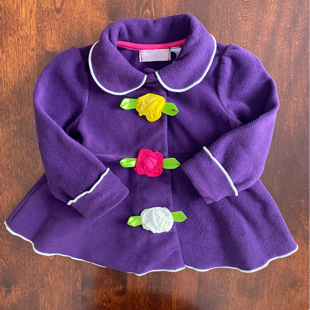 Kids Headquarters Purple Flower Fleece Coat size 12 Months